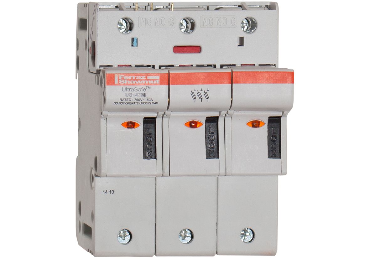 S331147 - modular fuse holder, UL,3P,size 14x51, DIN rail mounting, IP20, 1 MS, indicators